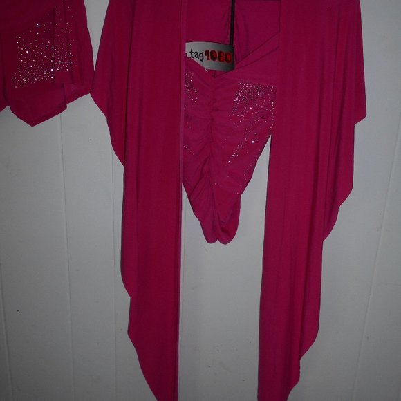 Unique 2 piece Pink Studded Outfit -- Shorts & Top Adult Size - Picture 6 of 7